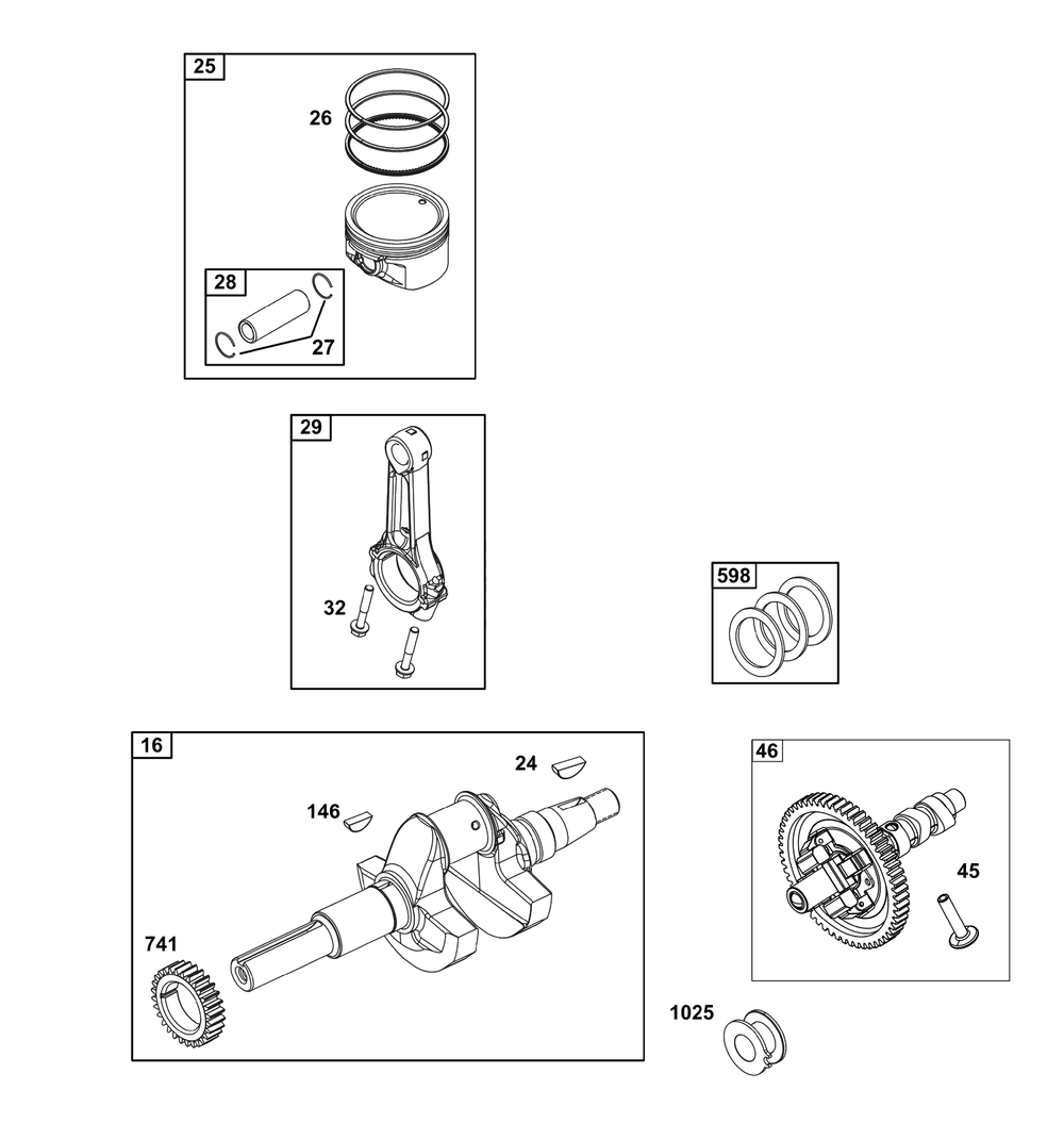 Crankshaft Group Diagram and Parts List for 389447-0123-E1  Briggs and Stratton Engine